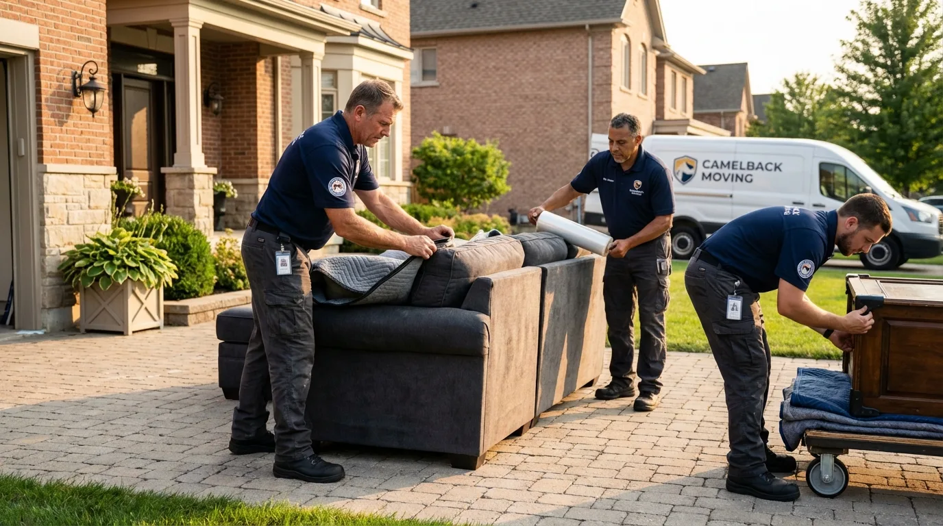Large estate moving crew wrapping furniture in Searsmont, ME